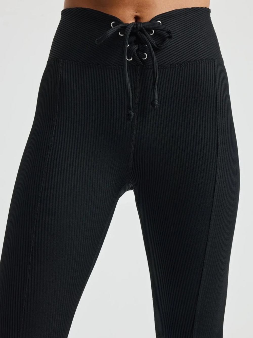 Year of Ours x Bandier Black Ribbed Football Leggings
